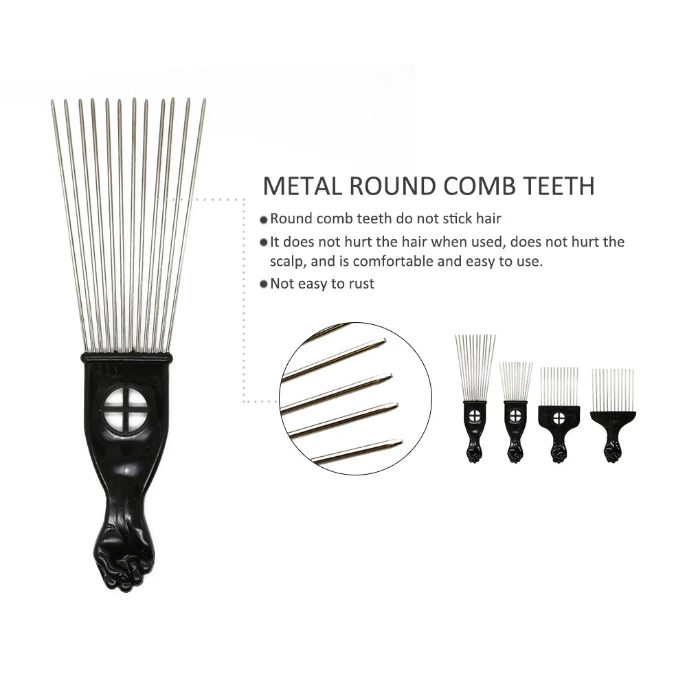 1 Piece Afro Fork Comb Stainless Steel Wide Teeth