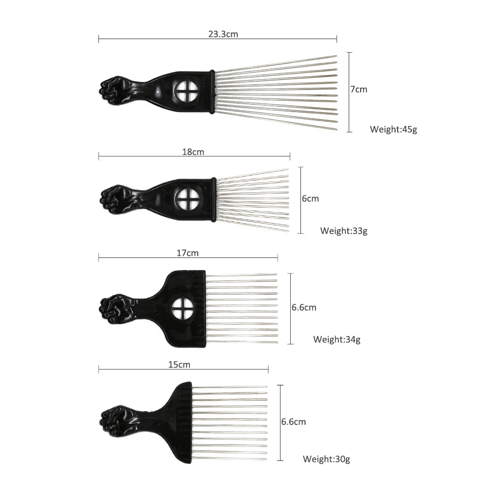 1 Piece Afro Fork Comb Stainless Steel Wide Teeth